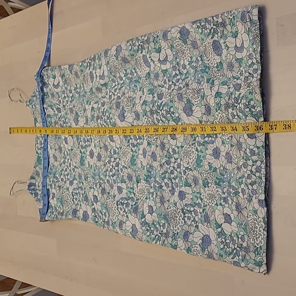 LIKE NEW Tibi Blue, Green, and White Floral Print Mod Spagetti Strapped Dress - Picture 7 of 16
